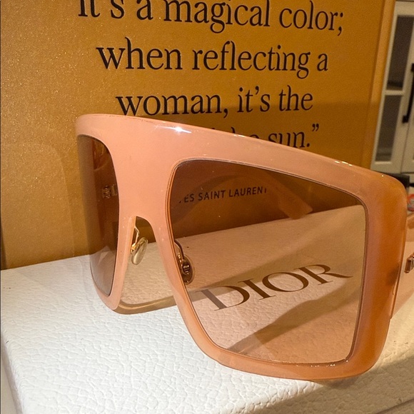 Christian Dior Oversized Shield Sunglasses Nude Blush Runway Frame Rare Color